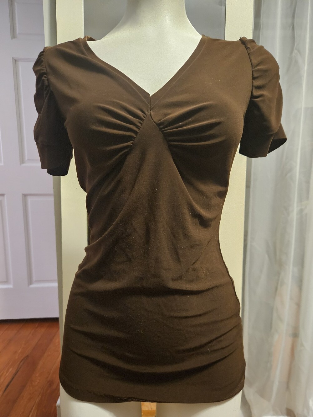 Small * Stretch Brown V-Neck * Sexy Professional * Vol 1.